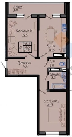 
   Продам 2-комнатную, 68 м², Тополиная ул, 40/1к2

. Фото 7.