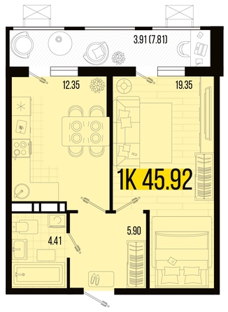 
   Продам 1-комнатную, 45.92 м², Цветной бульвар, литер 4

. Фото 8.