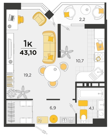 
   Продам 1-комнатную, 43.65 м², Мачуги В.Н. ул, 166А к1

. Фото 4.