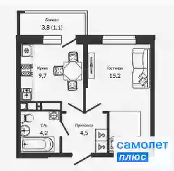 
   Продам 1-комнатную, 34.8 м², Героя Георгия Бочарникова ул, 2

. Фото 13.