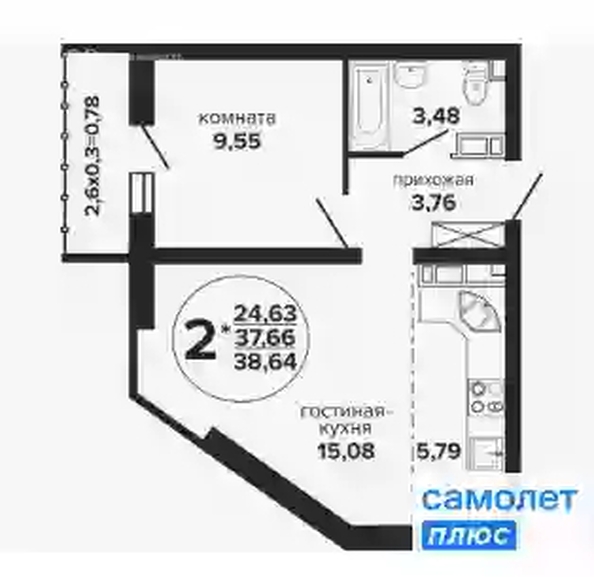 
   Продам 1-комнатную, 38.6 м², Российская ул, 257/7

. Фото 7.