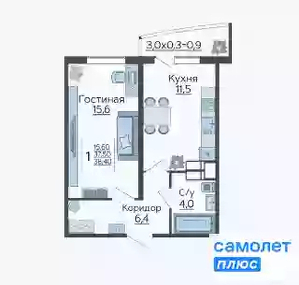 
   Продам 1-комнатную, 38.4 м², Садовое кольцо ул, 9к1

. Фото 10.