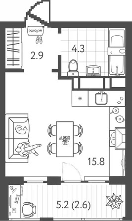 
   Продам студию, 25.6 м², Колхозная ул, 5/2 к2

. Фото 6.