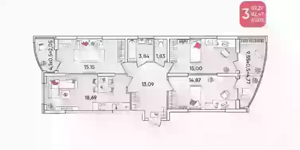 
   Продам 3-комнатную, 89.29 м², Любимово мкр, 16/1

. Фото 13.