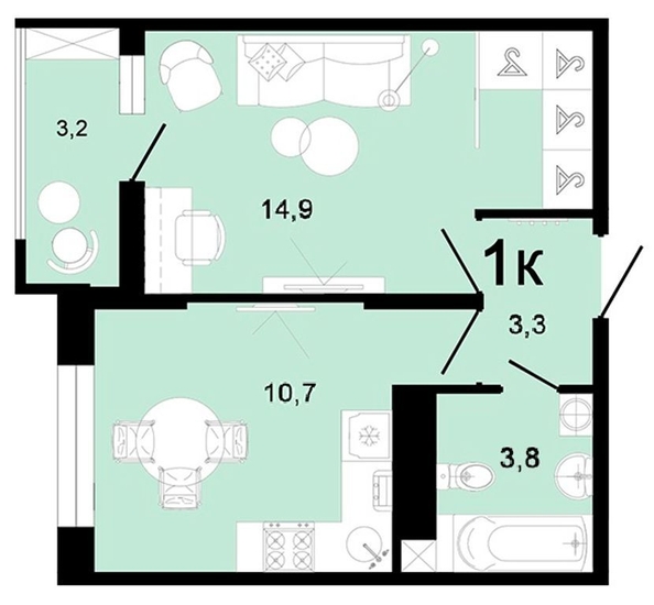 
   Продам 1-комнатную, 35.9 м², Горячий, литера 3

. Фото 1.