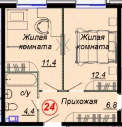 
   Продам 1-комнатную, 59.1 м², Российская ул, 6/21

. Фото 1.