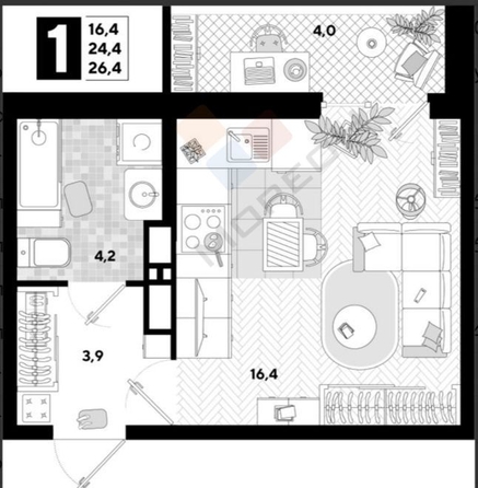 
   Продам студию, 26.4 м², Западный Обход ул, 57к1

. Фото 9.