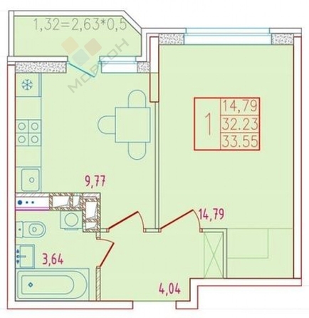 
   Продам 1-комнатную, 32 м², Героев-Разведчиков ул, 10

. Фото 11.