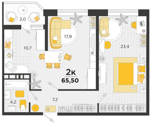 
   Продам 2-комнатную, 65.25 м², Мачуги В.Н. ул, 166А к1

. Фото 4.