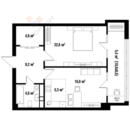 
   Продам 2-комнатную, 73.6 м², 40-летия Победы ул, 33Г

. Фото 19.