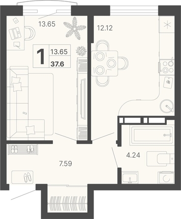 
   Продам 1-комнатную, 37.6 м², Краснодонская ул, 46/1

. Фото 10.