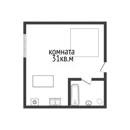 
   Продам студию, 31 м², Парижская ул, 21

. Фото 1.