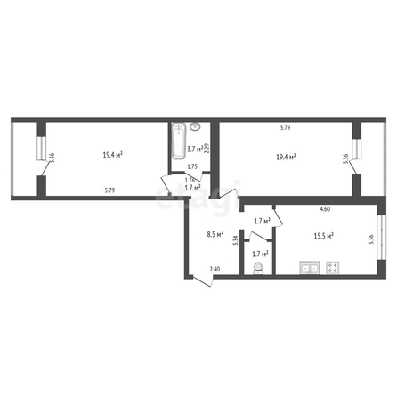 
   Продам 2-комнатную, 56.4 м², Восточно-Кругликовская ул, 67

. Фото 17.