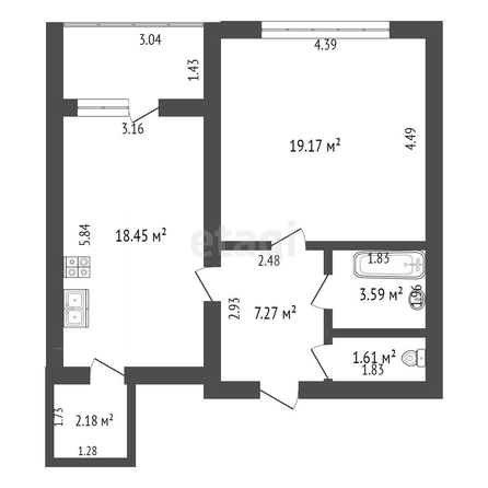 
   Продам 1-комнатную, 52.8 м², Черкасская ул, 55

. Фото 8.