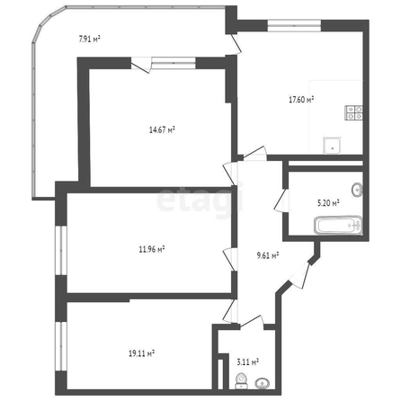 
   Продам 3-комнатную, 96 м², Стахановская ул, 1/5  3

. Фото 9.