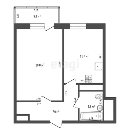 
   Продам 1-комнатную, 40.6 м², Московская ул, 125/1

. Фото 19.