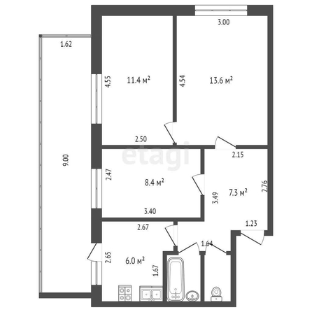 
   Продам 3-комнатную, 59.6 м², Старокубанская ул, 120

. Фото 16.