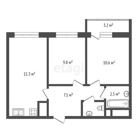 
   Продам 2-комнатную, 49 м², Домбайская ул, 55

. Фото 12.