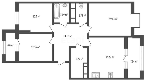 
   Продам 3-комнатную, 96.4 м², Сердце

. Фото 2.