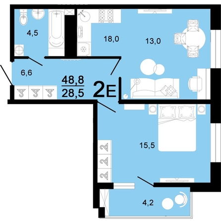 
   Продам 2-комнатную, 48.8 м², Ярославского ул, 111Б лит

. Фото 1.