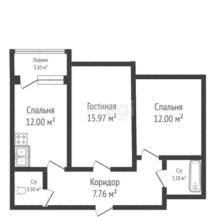 
   Продам 2-комнатную, 60.3 м², Валерия Гассия ул, 4/7стр2

. Фото 2.