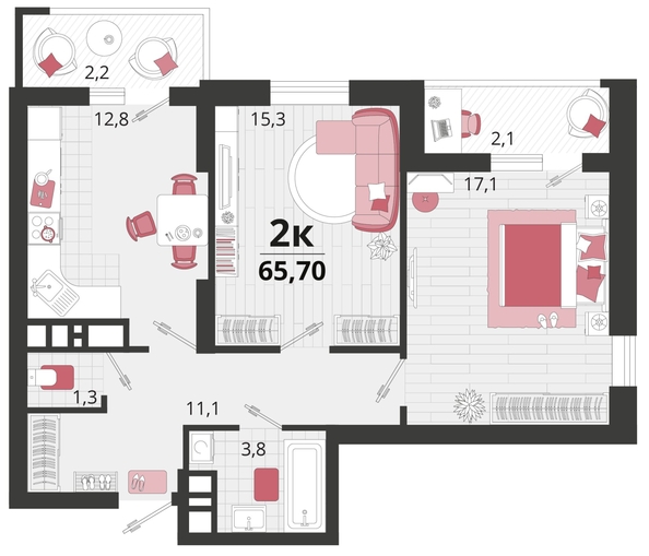 
   Продам 2-комнатную, 65.7 м², Родные просторы, литера 12

. Фото 4.