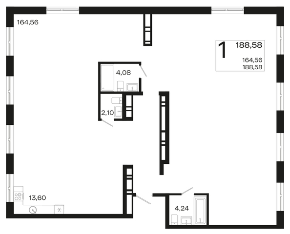 
   Продам 1-комнатную, 188.58 м², Патрики, литер 4.1

. Фото 4.