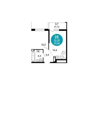 
   Продам 2-комнатную, 33.4 м², Искры ул, 66/10

. Фото 2.