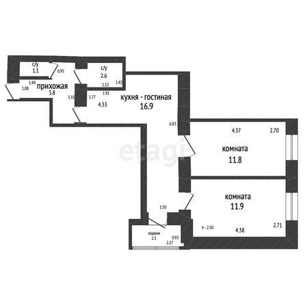 
   Продам 2-комнатную, 49.1 м², Восточно-Кругликовская ул, 47/2

. Фото 24.