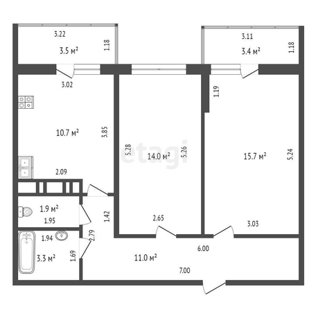 
   Продам 2-комнатную, 64.1 м², Героя Георгия Бочарникова ул, 4

. Фото 10.