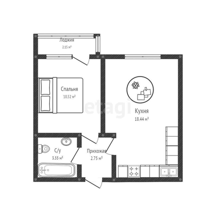 
   Продам 1-комнатную, 37.1 м², Героя Георгия Бочарникова ул, 4/3

. Фото 7.