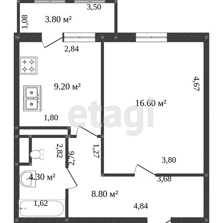 
   Продам 1-комнатную, 35.4 м², Героя Николая Шевелёва ул, 7

. Фото 21.