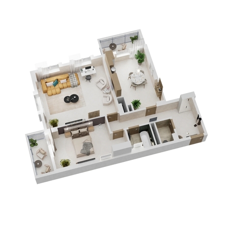
  Продается 2-комн. квартира 91.42 м², в ЖК Золотой Берег, литер 1. Фото 2.
