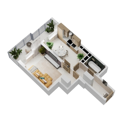 
  Продается 1-комн. квартира, 42.93 м², ЖК Золотой Берег, литер 4
. Фото 1.