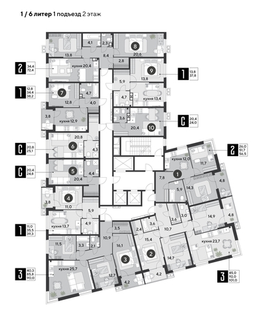 
  Продается 3-комн. квартира, 101 м², ЖК Парк Победы 2, литера 6
. Фото 1.