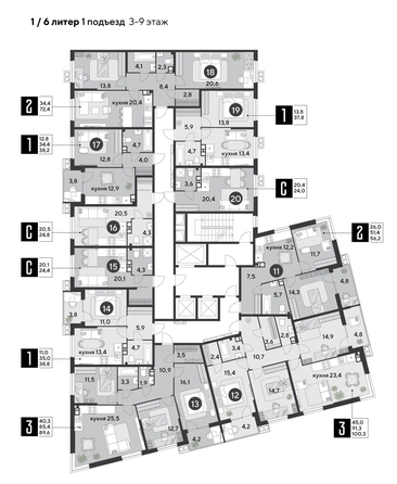 
  Продается студия, 24.4 м², ЖК Парк Победы 2, литера 6
. Фото 1.