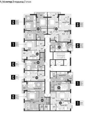 
  Продается 1-комн. квартира, 41.3 м², ЖК Парк Победы 2, литера 6
. Фото 1.