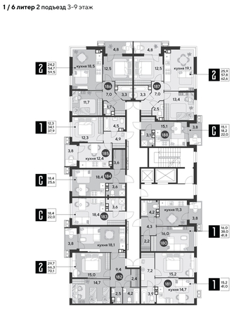 
  Продается 1-комн. квартира, 37.9 м², ЖК Парк Победы 2, литера 6
. Фото 1.