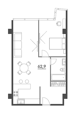 
  Продается 1-комн. квартира, 63 м², Революции пр-кт, д. 3
. Фото 5.