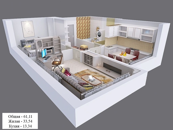 
  Продается 2-комн. квартира, 60.9 м², ЖК Клубный дом Агой
. Фото 3.