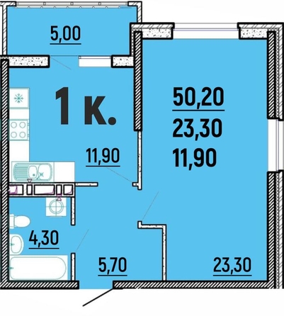 
  Продается 1-комн. квартира, 50.2 м², ЖК Клубный дом Агой
. Фото 1.