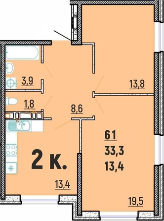 
  Продается 2-комн. квартира, 61 м², ЖК Клубный дом Агой
. Фото 1.