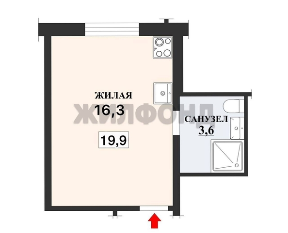 
  Продается студия, 19.9 м², Строителей ул, д. 2
. Фото 9.