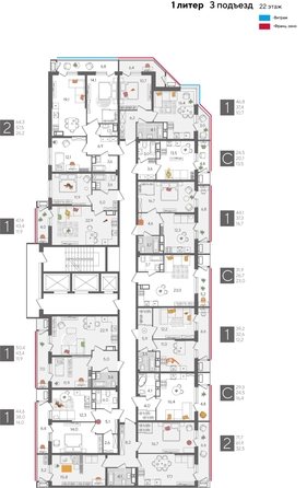 
  Продается 1-комн. квартира, 47.4 м², ЖК Рекорд 2, литера 1
. Фото 2.