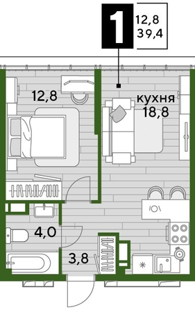 
  Продается 1-комн. квартира, 38.8 м², ЖК DOGMA PARK (Догма парк), литера 1
. Фото 1.