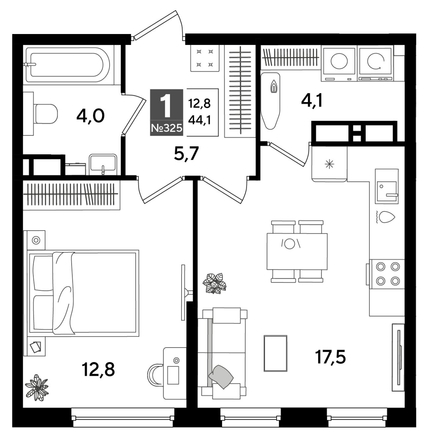 
  Продается 1-комн. квартира, 43.7 м², ЖК DOGMA PARK (Догма парк), литера 19
. Фото 1.