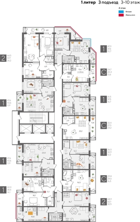 
  Продается 2-комн. квартира, 64.5 м², ЖК Рекорд 2, литера 1
. Фото 2.