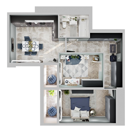 
  Продается 2-комн. квартира, 59.55 м², ЖК Зеленая территория, литера 1.1
. Фото 2.