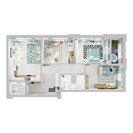 
  Продается 3-комн. квартира, 65.65 м², ЖК Зеленая территория, литера 1.1
. Фото 2.