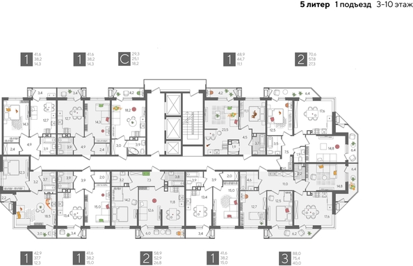 
  Продается 1-комн. квартира, 48.9 м², ЖК Рекорд 2, литера 5
. Фото 2.